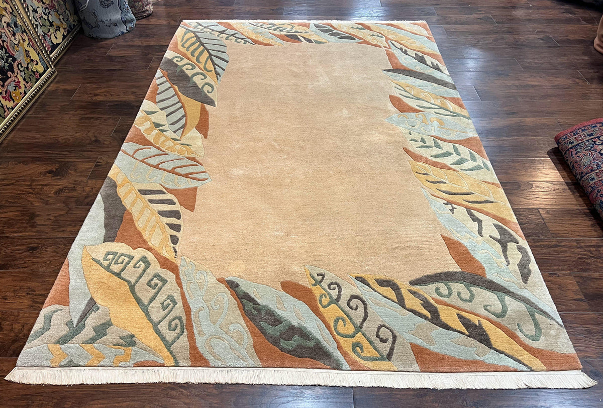 Modern Tibetan Rug 7x10, Soft Wool, Tufenkian Style Carpet, Tibet Nepali Rug, Open Field, Handmade Wool Rug - Jewel Rugs, view 13