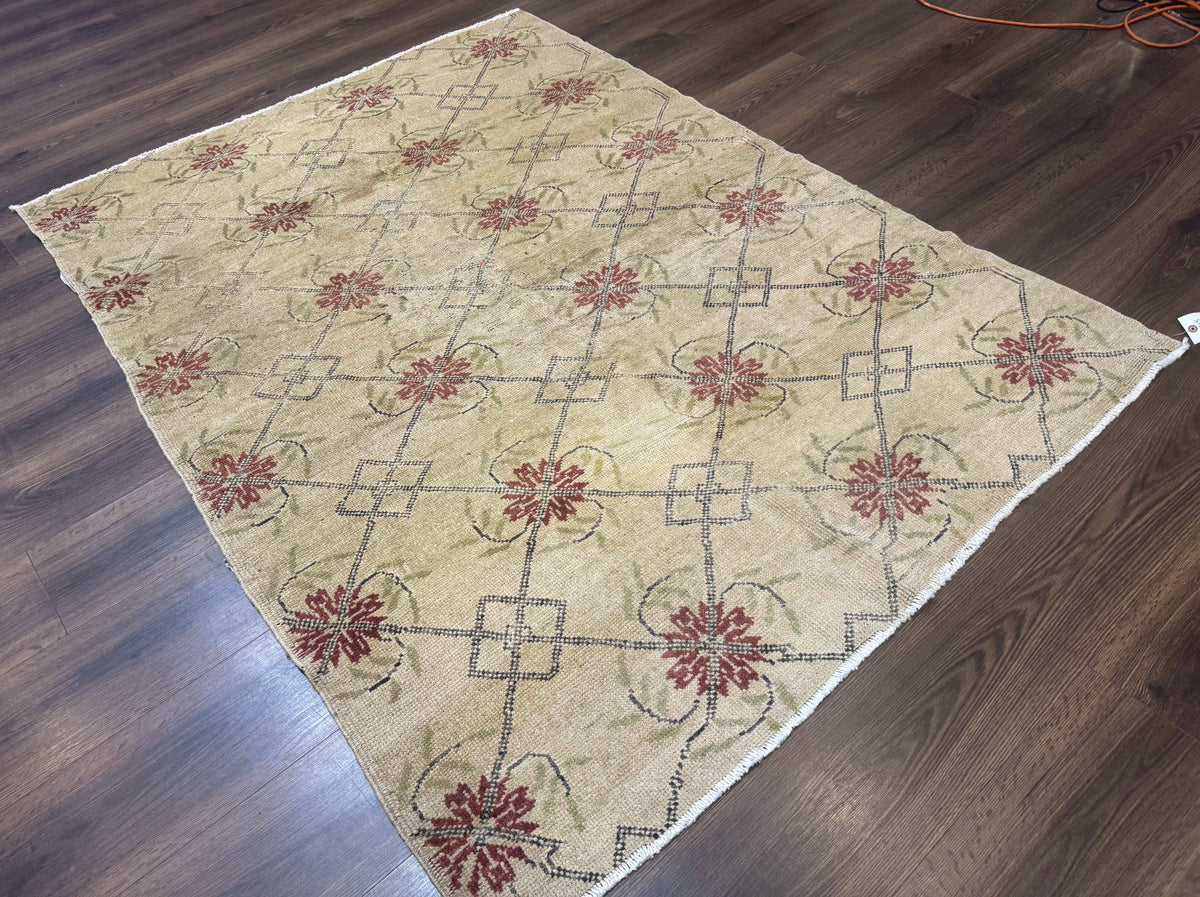 Turkish Rug 5x6, Oushak Carpet, Beige - Jewel Rugs, view 13