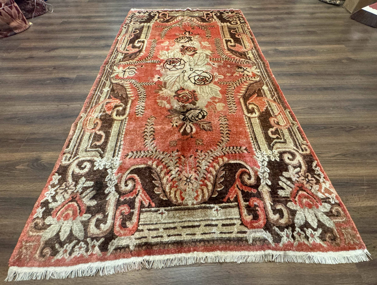 Khotan Rug 5x9, Terracotta and Brown, Floral, Chinese Wool Carpet, Antique Rug - Jewel Rugs, view 2