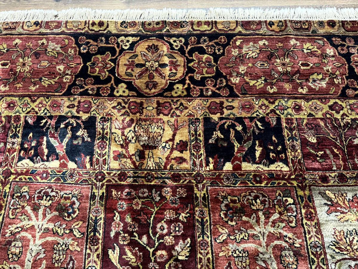Indo Persian Rug 9x12, Bakhtiari Panel Design, Multicolor, Soft Wool Pile - Jewel Rugs, view 4