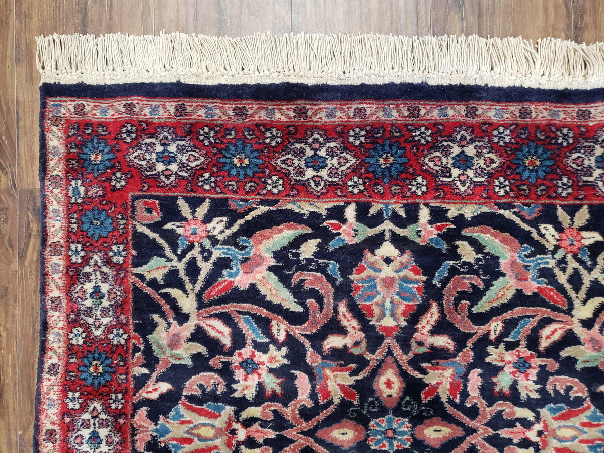 Antique Persian Sarouk Rug 3x5, Navy Blue, Allover Pattern, Hand Knotted - Jewel Rugs, view 7