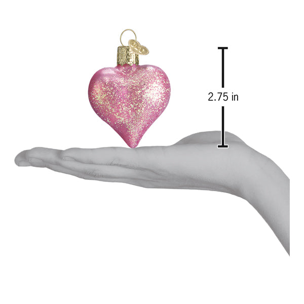 Pink Glittered Heart Ornament