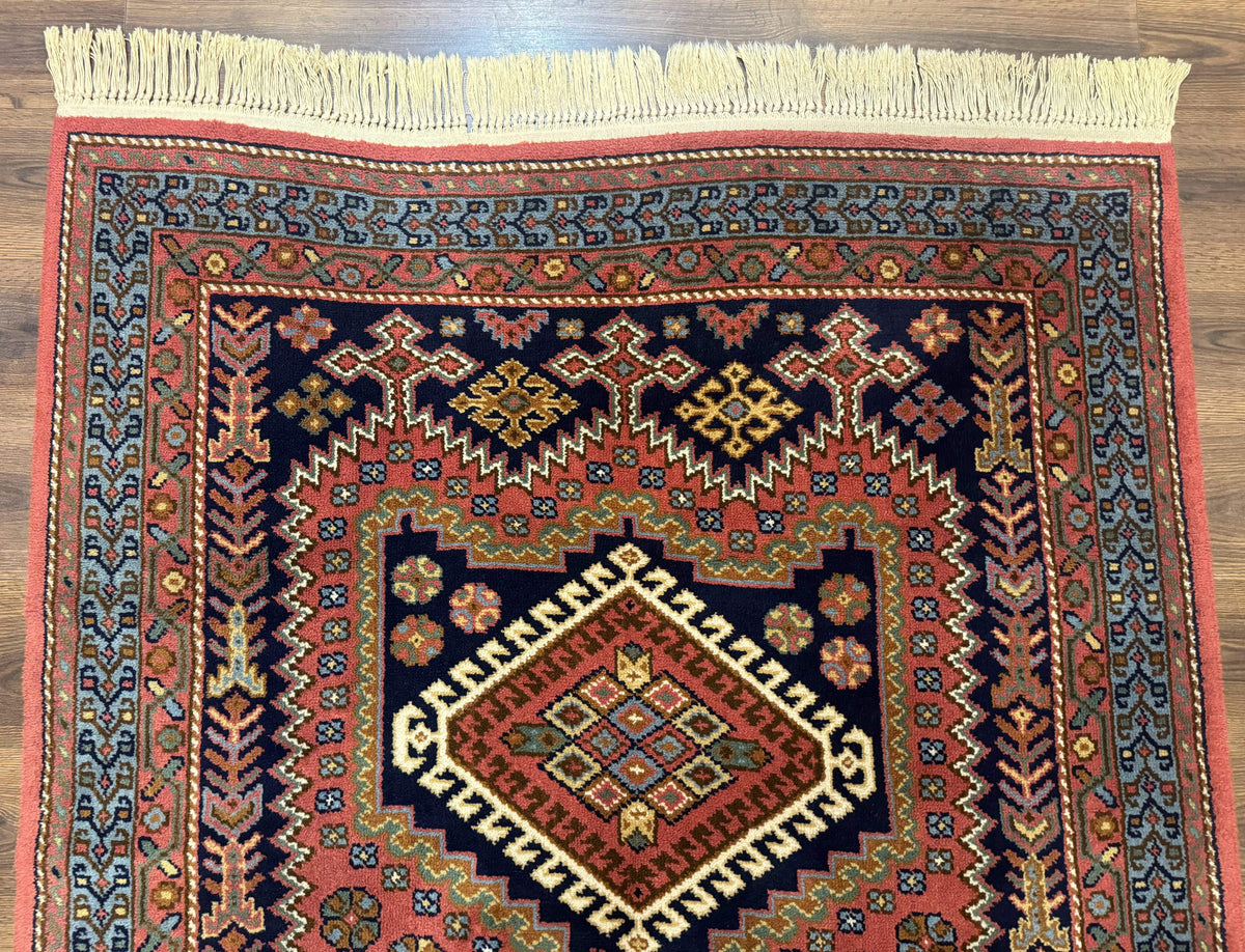 5x7 Persian Tribal Design Rug, Wool, Geometric Medallions, Vintage, Power Loomed - Jewel Rugs, view 4