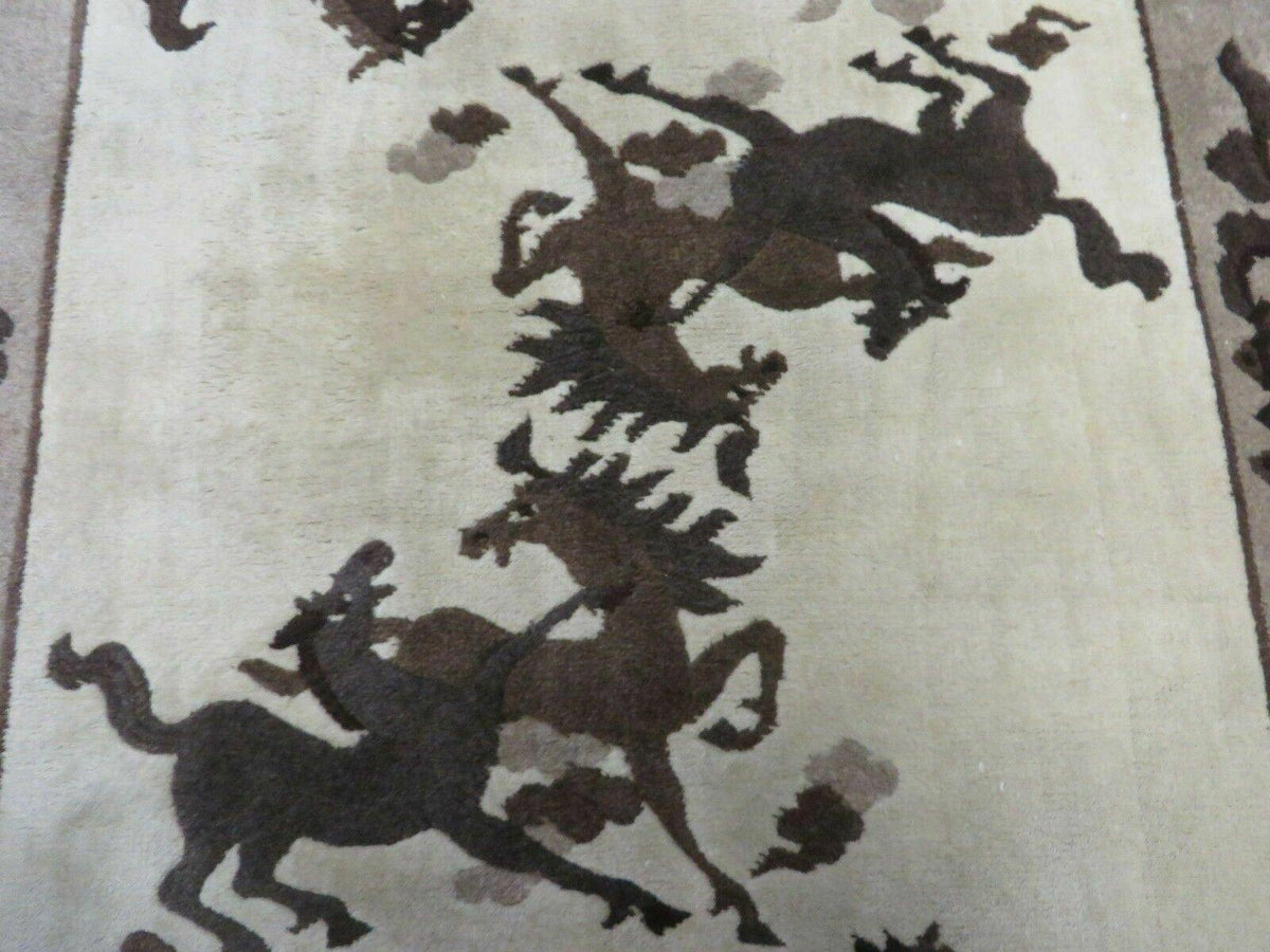 4' X 6' Modern Tibetan Nepal Art Deco Chinese Hand Knotted Wool Rug Horses Nice - Jewel Rugs, view 5