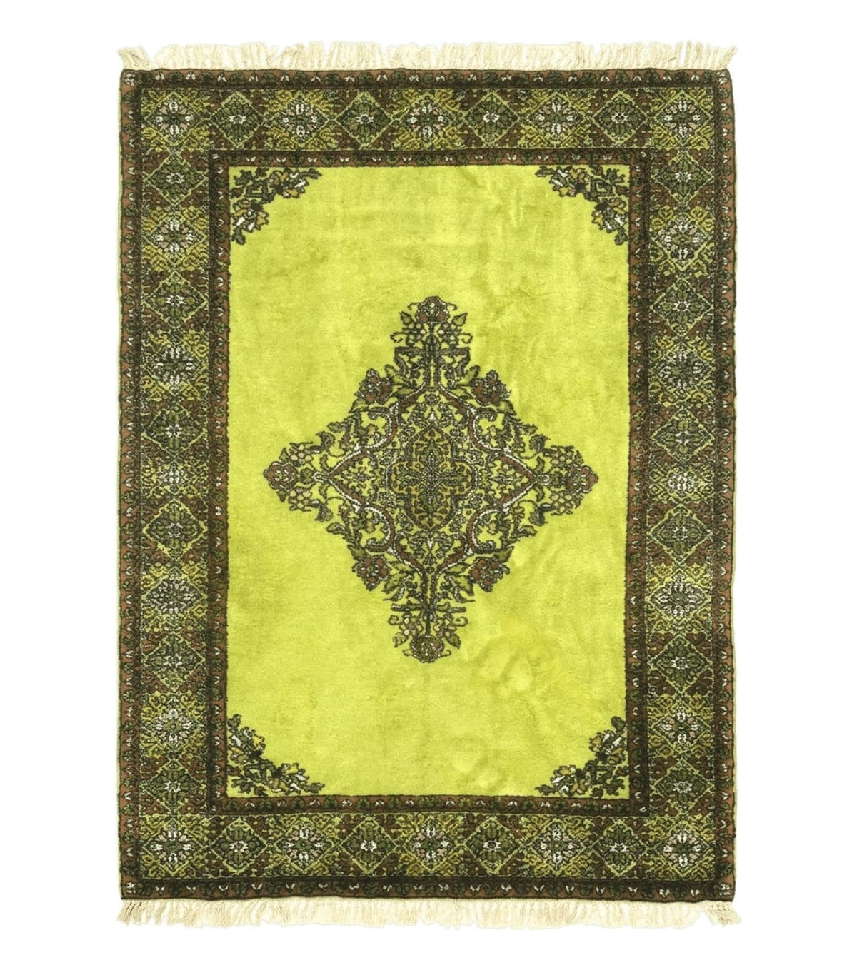 Moroccan Rug 6x8, Semi Open Field, Vintage, Lime Green, Wool Carpet - Jewel Rugs