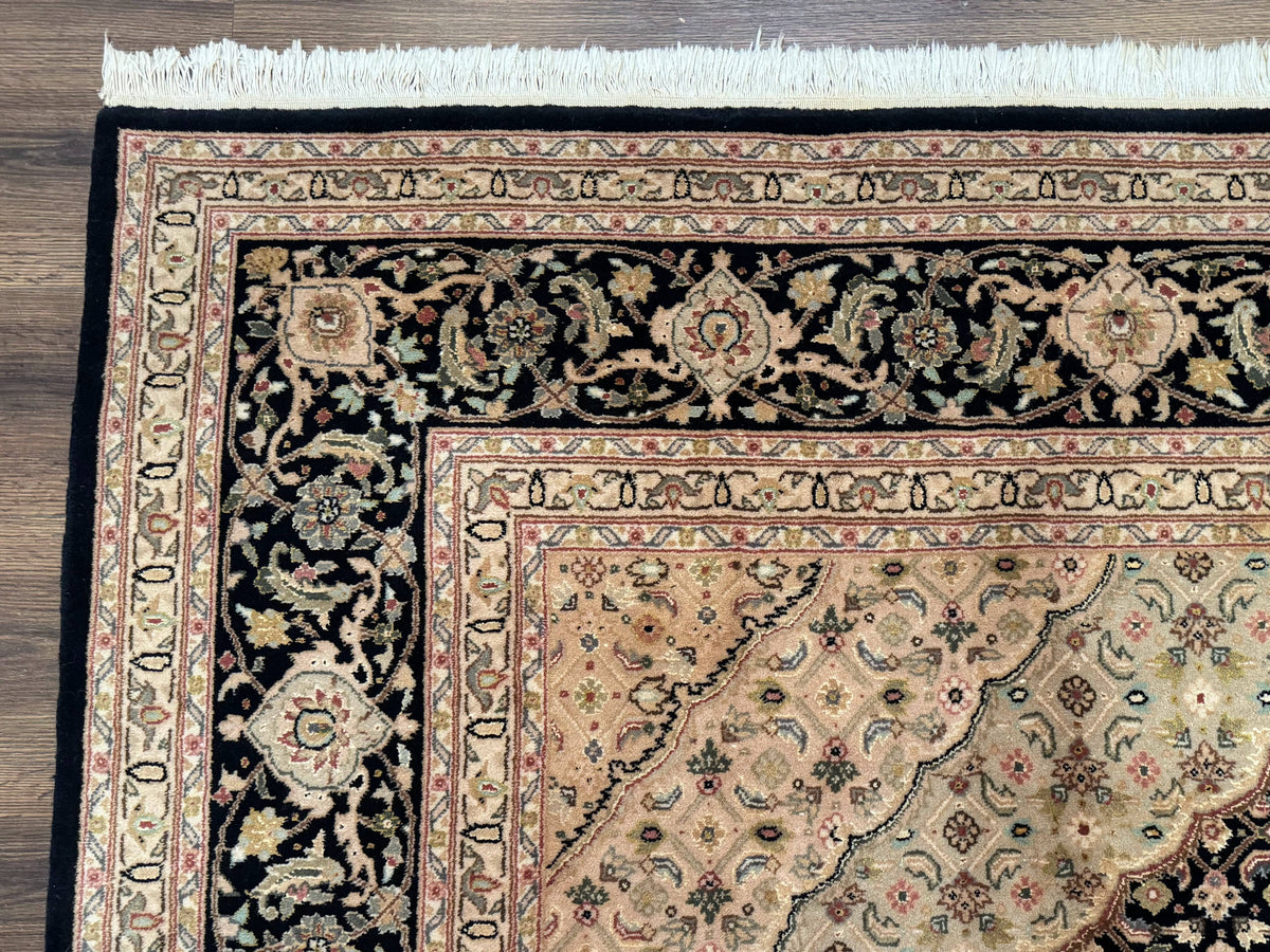 Sino Persian Rug 8x10, Herati Mahi Pattern, Fine 170 KPSI, Black, Wool and Silk Highlights - Jewel Rugs, view 7