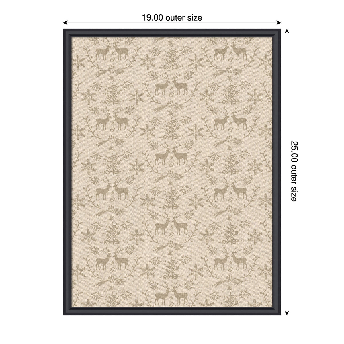 Framed Fabric Magnetic Board Reindeer Linen Wall Organization