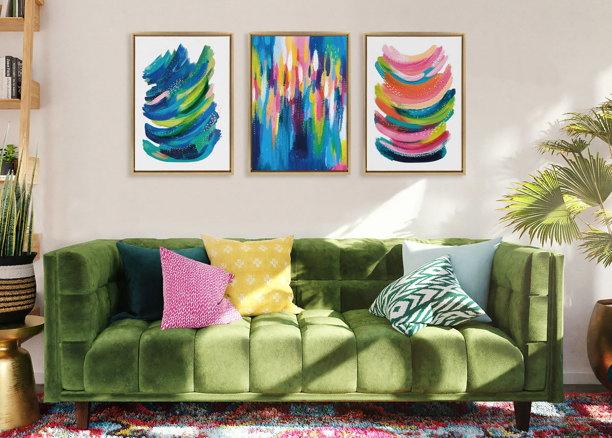 Sylvie EV Bright Brush Strokes 033 Framed Canvas by Ettavee