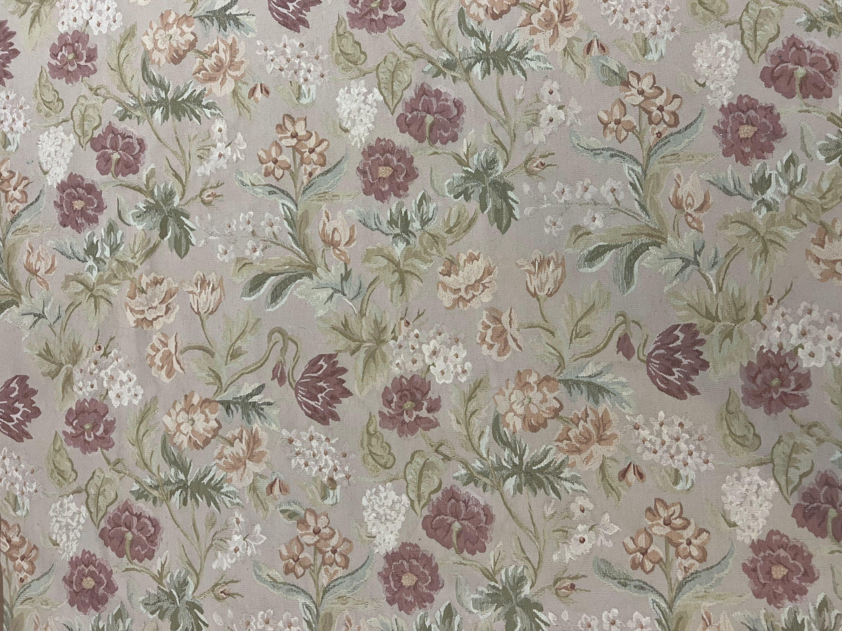 Aubusson Rug 9x12, Pink Beige Light Mauve, Handmade Allover Floral Roses, Wool Flatweave Carpet 9 x 12 ft, European French Design, Elegant - Jewel Rugs, view 5
