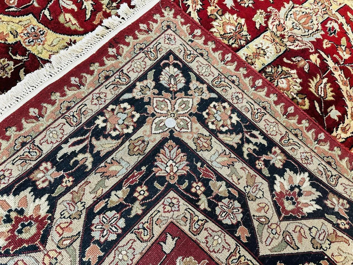 Indo Persian Rug 8x10, Red Vintage Wool Traditional Carpet, Floral, Handmade - Jewel Rugs, view 11