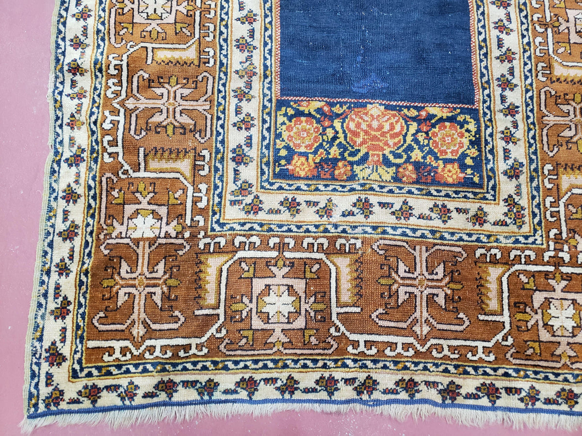 Antique Turkish Anatolian Ghiordes Prayer Rug, Twin Mihrabs, Rare Collectible Oriental Rug, Early 20th Century Prayer Rug, 3'9" x 5'2" - Jewel Rugs, view 9