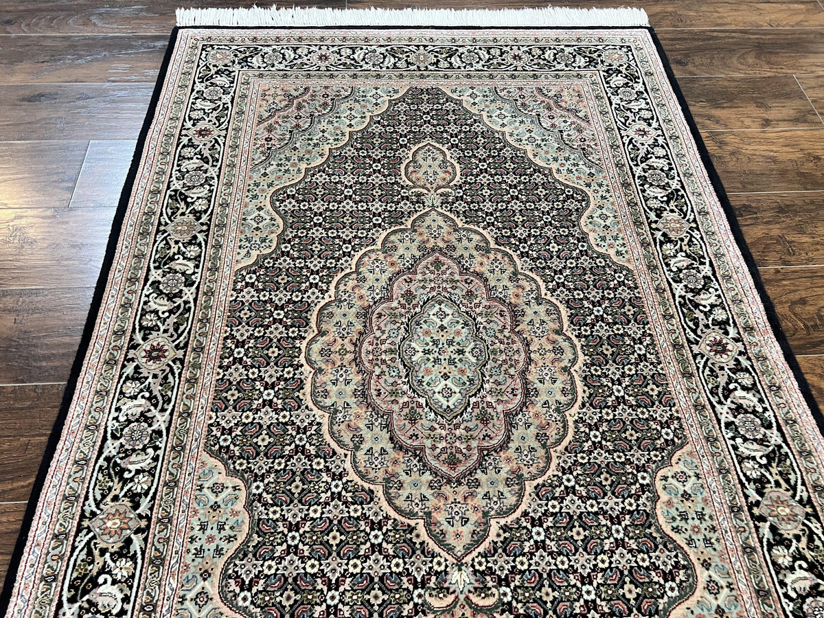 Sino Persian Rug 4x6, Fine Hand Knotted Carpet, Black, Wool, Vintage Rug 4 x 6, Herati Mahi, 300 KPSI - Jewel Rugs, view 3