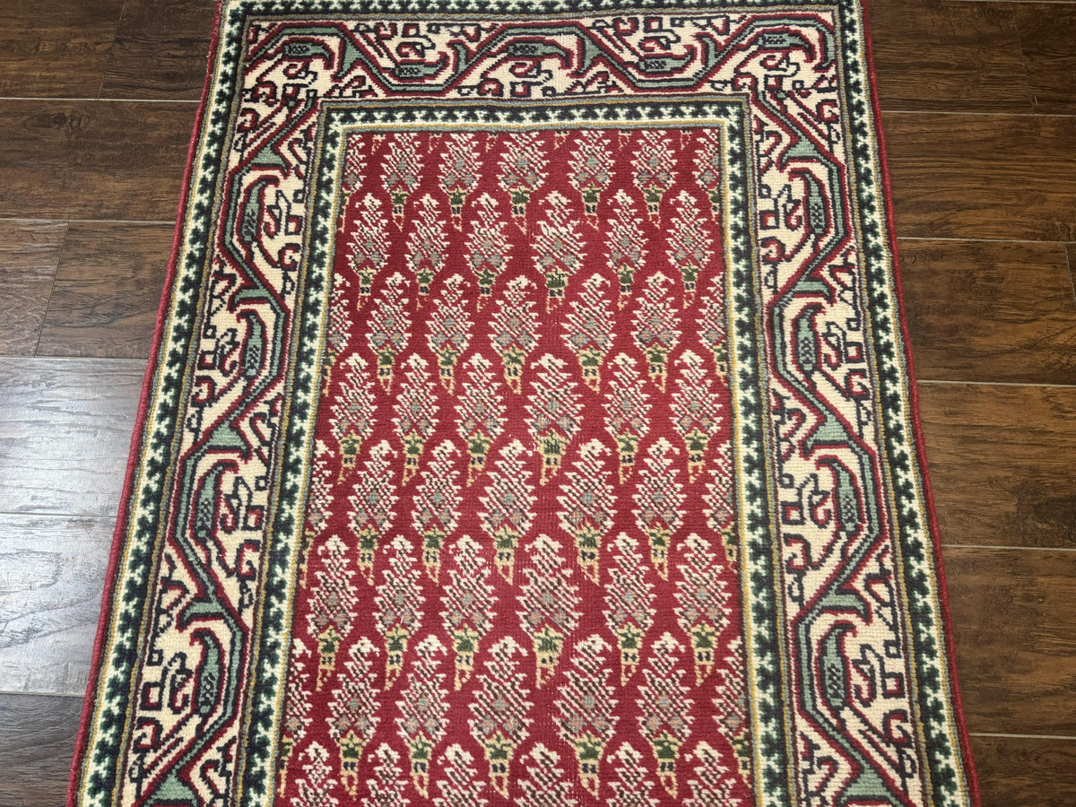 Persian Tabriz Runner Rug 3x16, Paisley Boteh Design, Red and Cream, Rug for Hallway, 16ft Wool Runner - Jewel Rugs, view 11