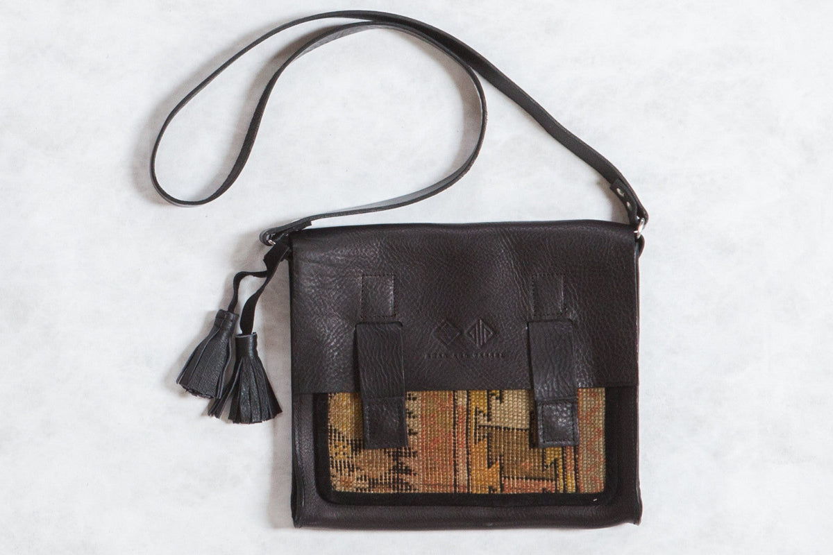 Antique Caucasian Rug Fragment Messenger Bag