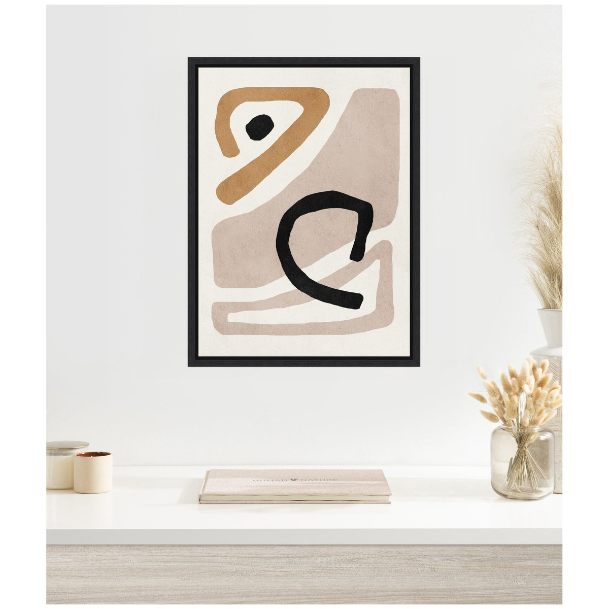 Sylvie Neutral Abstract 1 Minimal Modern Art Framed Canvas by July Art Prints
