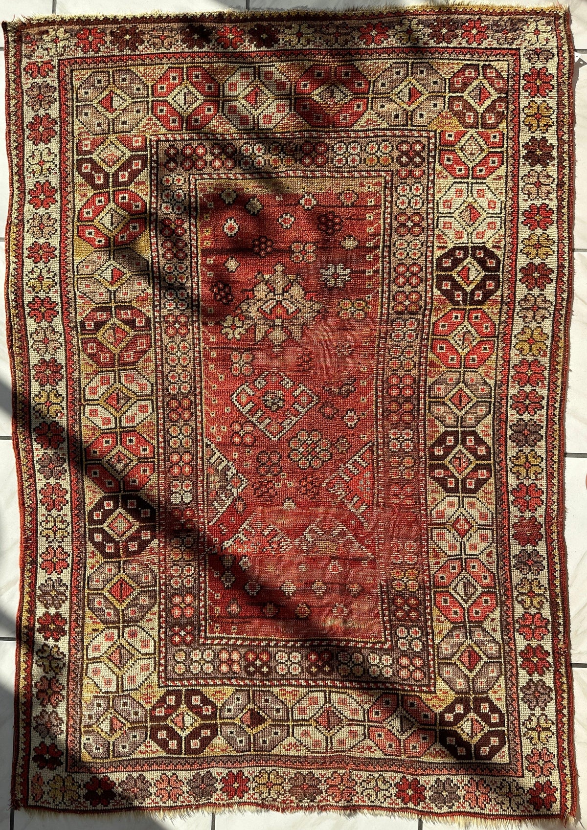 Antique Turkish Prayer Rug 4x6 | Red, Ivory & Brown | Hand-Knotted Wool - Rugistan, view 2