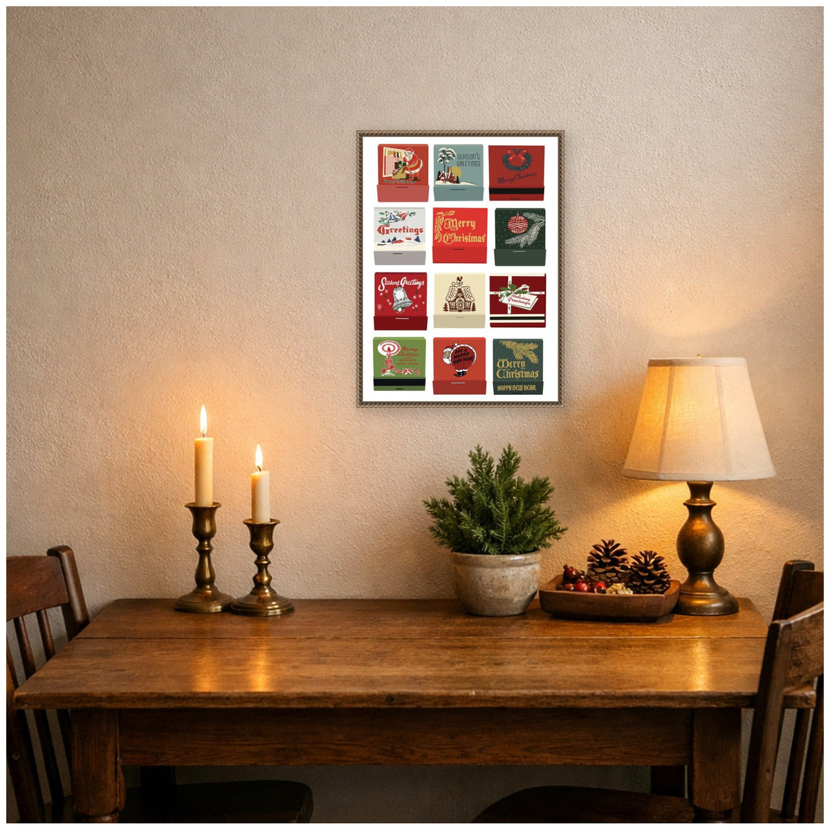 Christmas Matchbooks by Megan Ryan Framed Canvas Wall Art Print