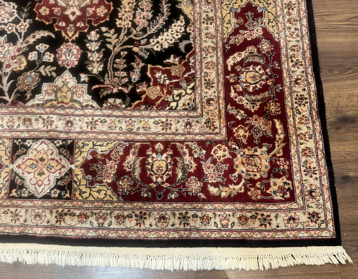 Sino Persian Rug 9x12, Black & Maroon, Wool and Silk, Allover Pattern - Jewel Rugs, view 9
