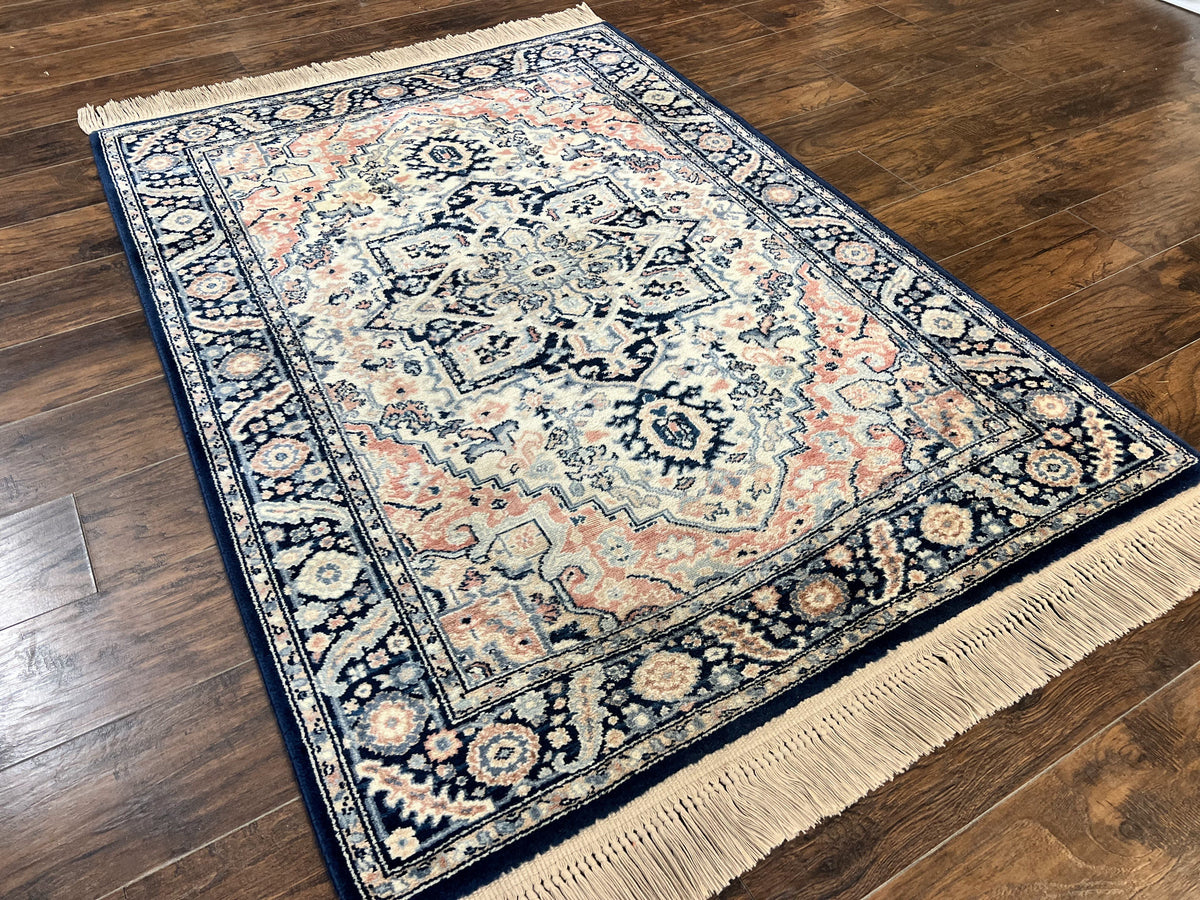 Karastan Blue Heriz Rug #748, Vintage Wool Karastan Carpet 4.3 x 6, Discontinued Original 700 Series Karastan Area Rug - Jewel Rugs, view 13