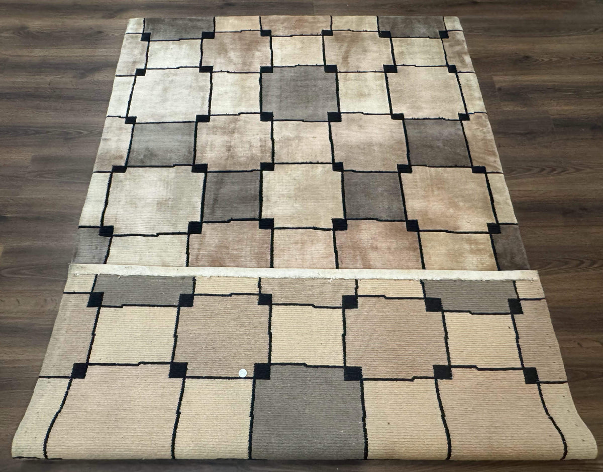 Tibetan Wool Rug 5x8, Contemporary Modern Carpet, Abstract Design, Soft Thick Pile, Pair B - Jewel Rugs, view 12