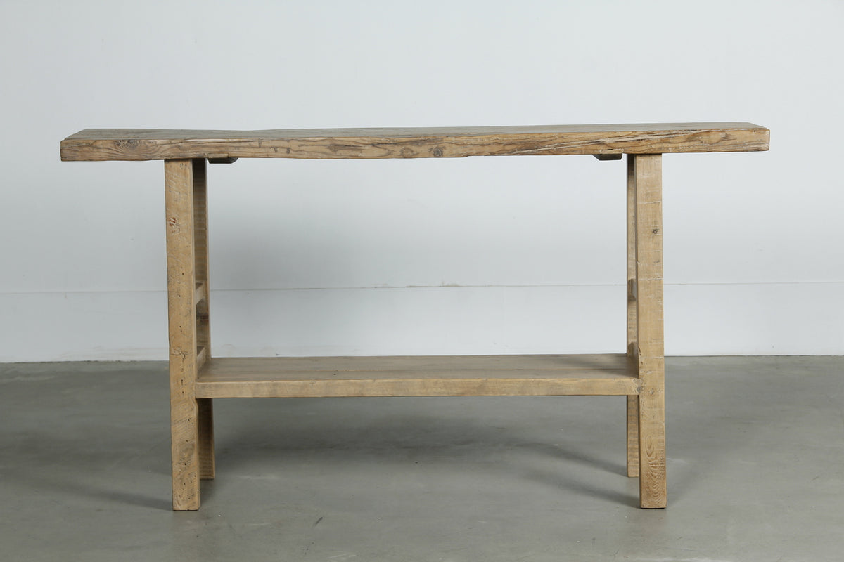 Vintage Console with Shelf Medium about 5-6' long weathered natural(size & color vary)