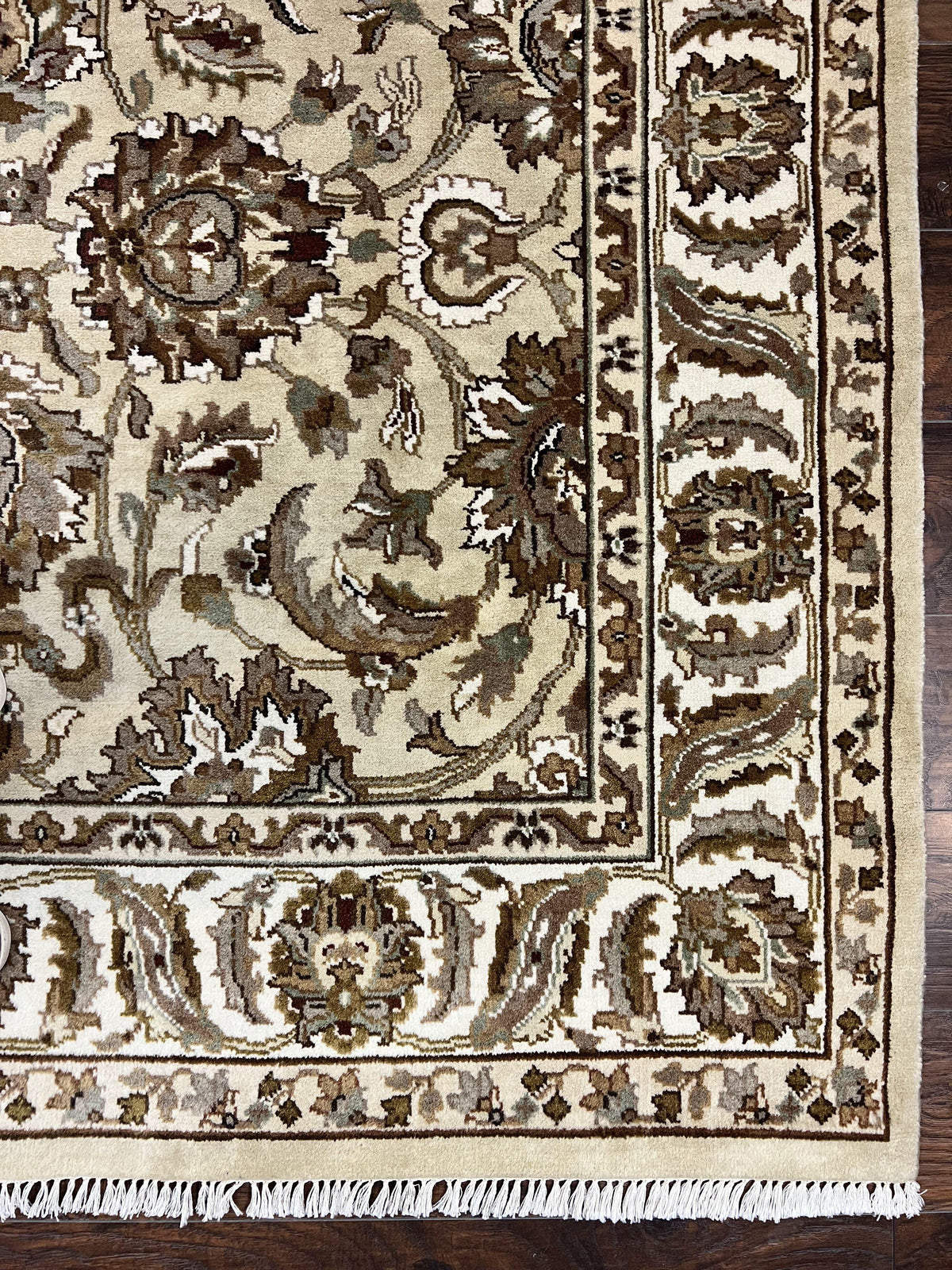Indo Mahal Rug 6x9, Indian Carpet 6 x 9 ft, Light Green and Ivory, Floral Allover, Wool Oriental Carpet, Traditional Rug, Handmade - Jewel Rugs, view 10