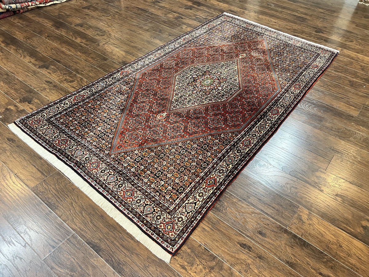 Persian Bidjar Rug 5x10, Wool Hand Knotted Vintage Carpet, Highly Detailed, Mahi Herati Pattern, 5 x 10 Oriental Rug - Jewel Rugs, view 12