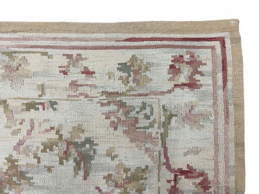 9x12 Flatweave Aubusson Needlepoint Rug, New, Beige, Tan, Green, Handmade, Hand-Knotted Area Rug, French European Carpet, Flowers - Jewel Rugs, view 7