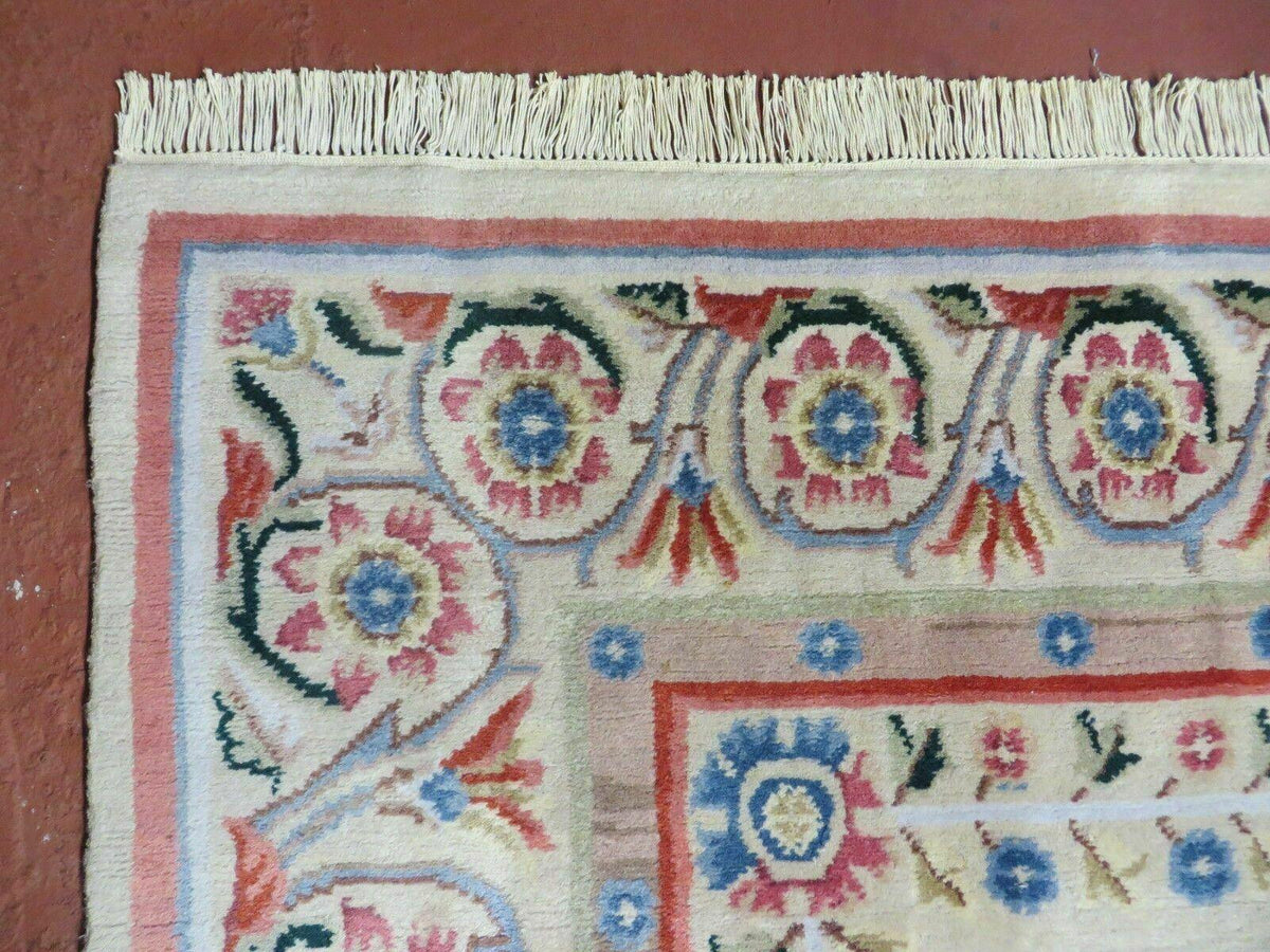 8' X 10' Vintage Handmade Wool Rug Aubusson Savonnerie Design European Nice - Jewel Rugs, view 7
