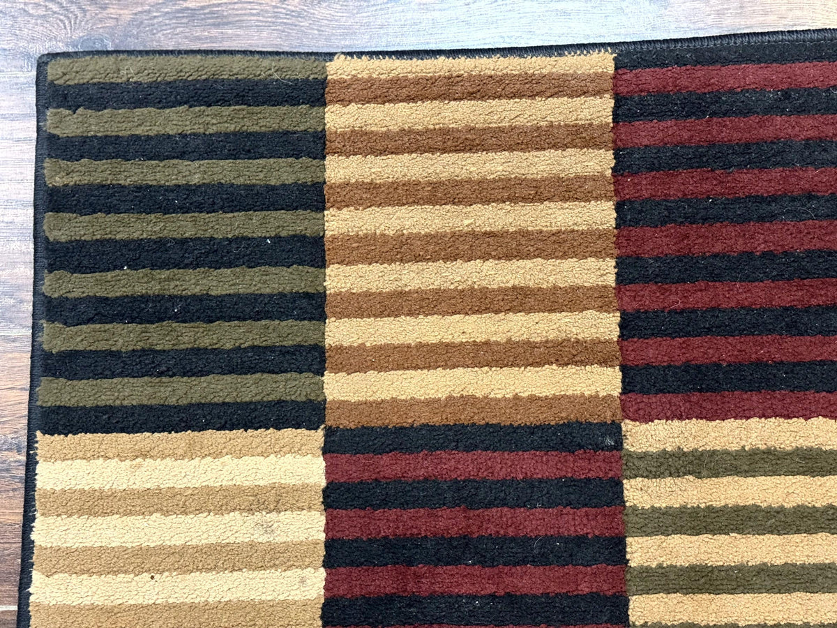 Vintage Power Loomed Rug 3.6 x 5, Brown Beige Black Tan, Box Design - Jewel Rugs, view 7