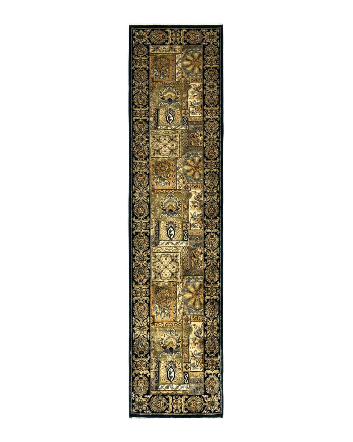 Indian Runner Rug 3x14, Panel Design, Oriental Carpet for Hallway - Jewel Rugs
