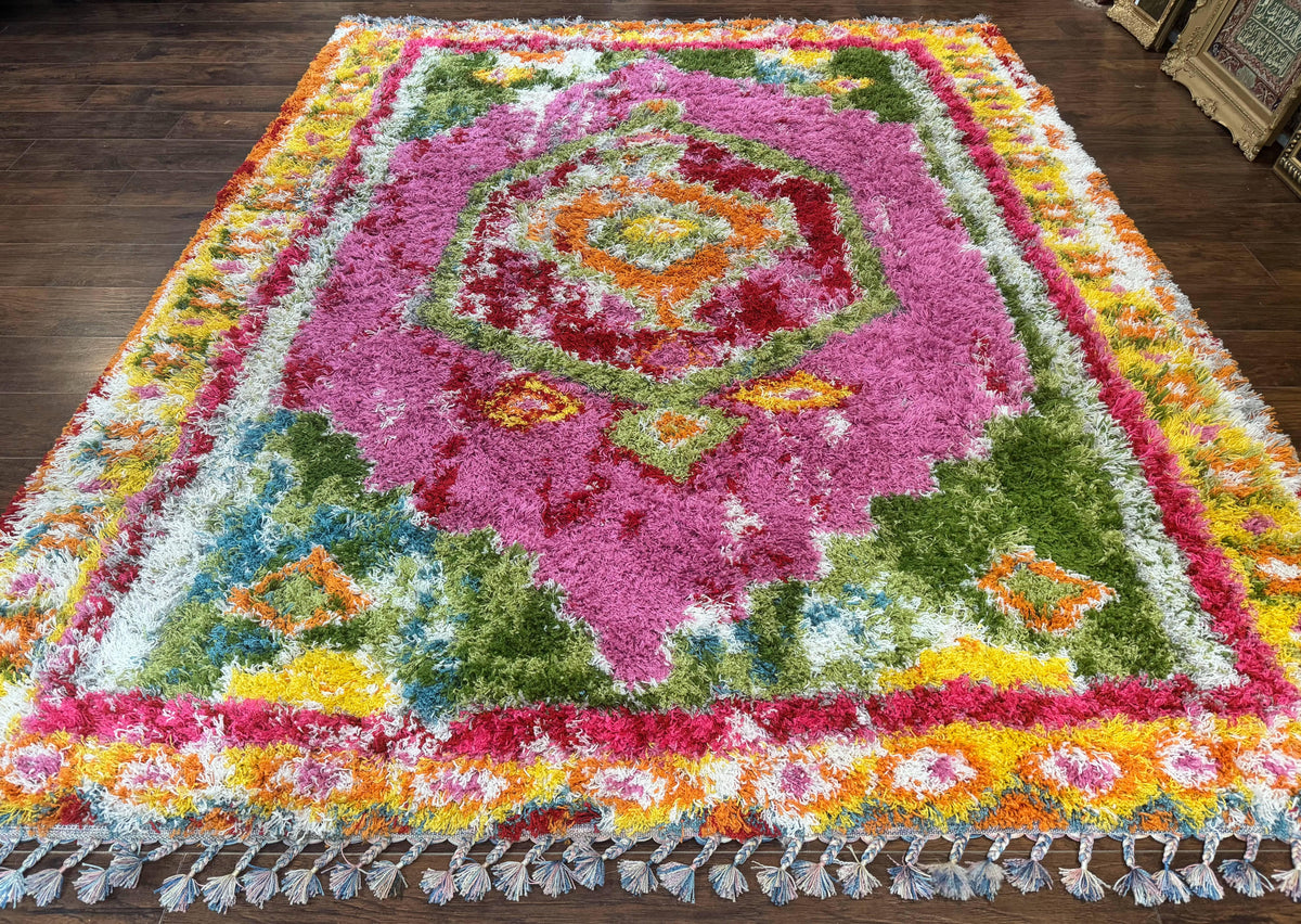 Colorful Shag Rug 8x10, Fuchsia and Multicolor - Jewel Rugs, view 2