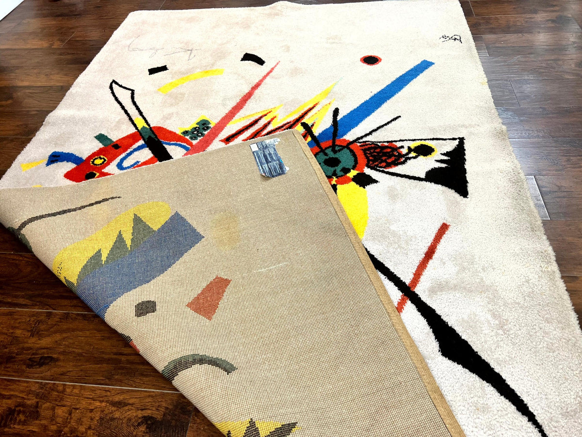 Danish Rya Shag Rug 6x9, EGE Axminster Carpet, Ivory, Modern Abstract Rug, Signed by Designer - Jewel Rugs, view 11
