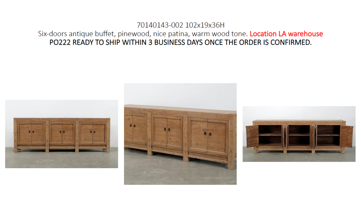 Antique six doors sideboard (Size and finish vary Approx 8-10ft long)
