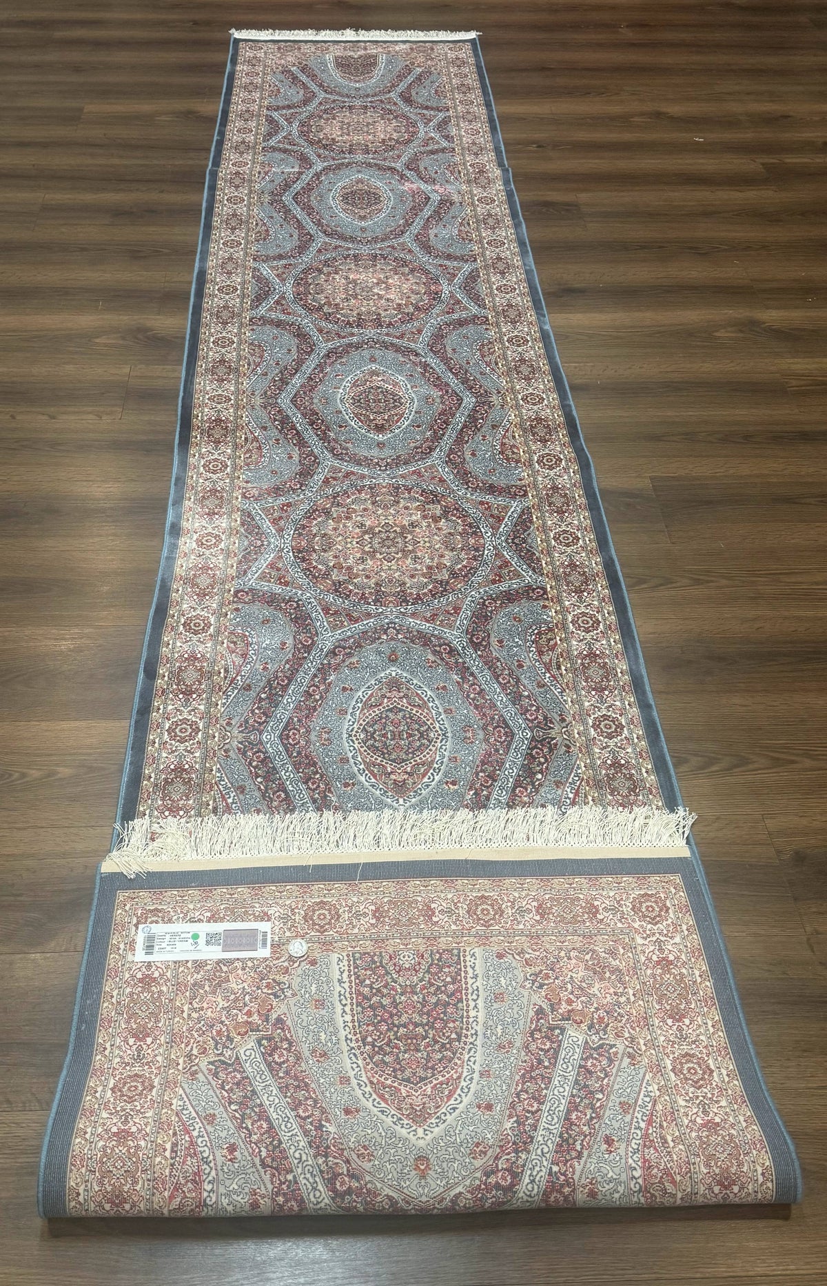 Turkish Silk Runner Rug 2.6 x 13, Blue Runner Rug, Dome Design, Bamboo Silk, New - Jewel Rugs, view 11