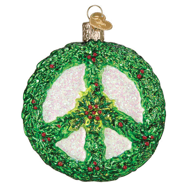 Holly Peace Symbol Ornament