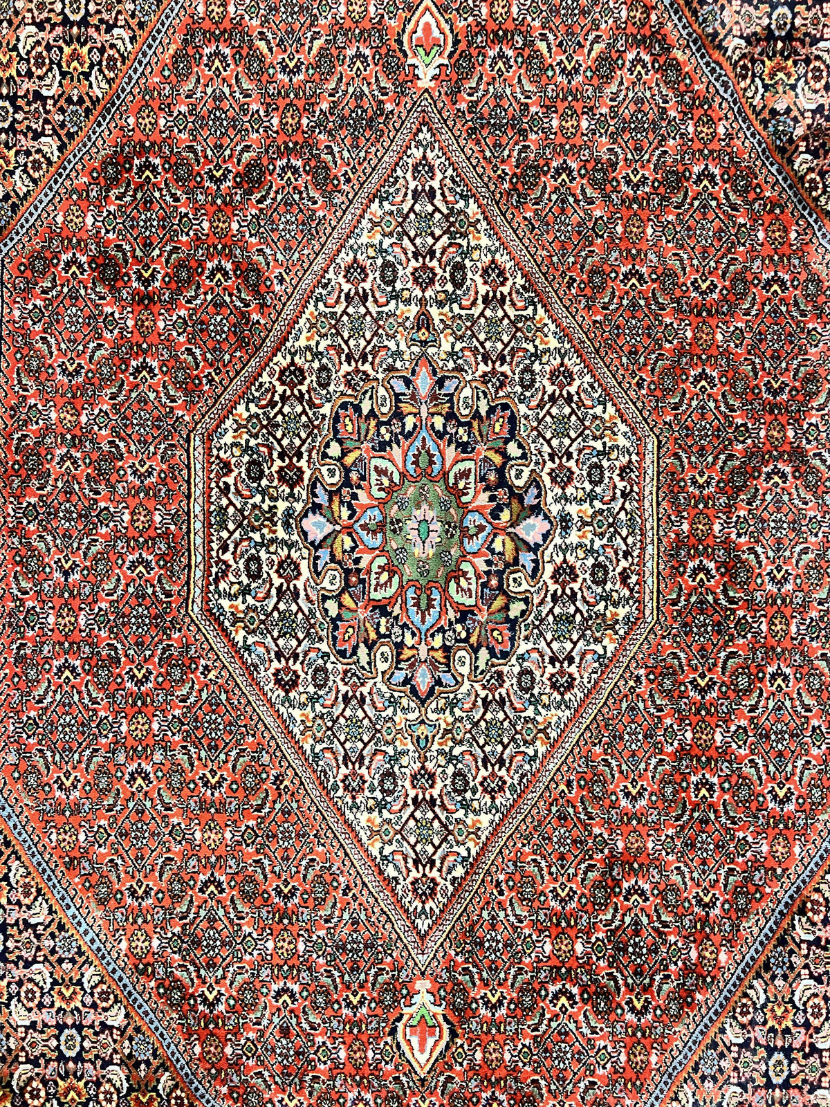 Persian Bidjar Rug 5x10, Wool Hand Knotted Vintage Carpet, Highly Detailed, Mahi Herati Pattern, 5 x 10 Oriental Rug - Jewel Rugs, view 4