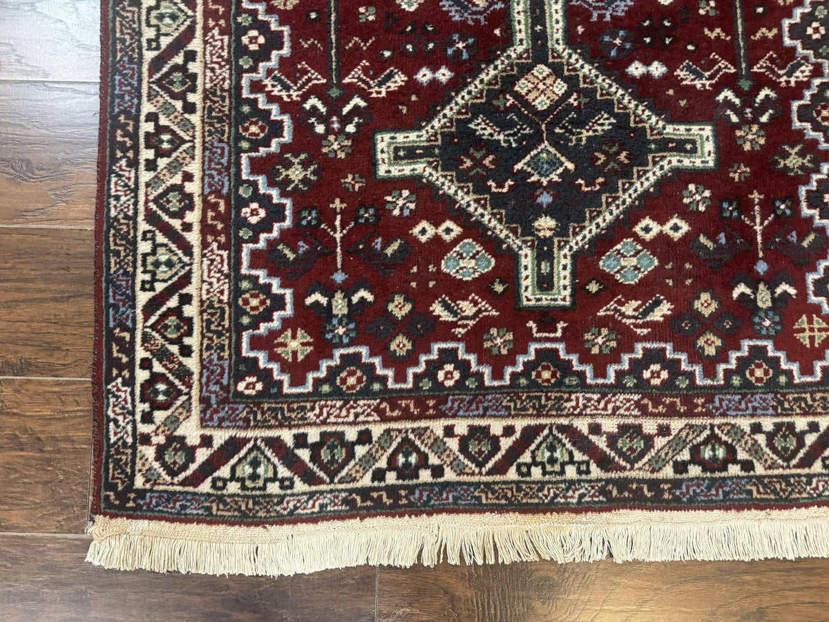 Persian Afshar Rug 4x5 Red Navy Geometric Tribal Wool Carpet - Jewel Rugs, view 9