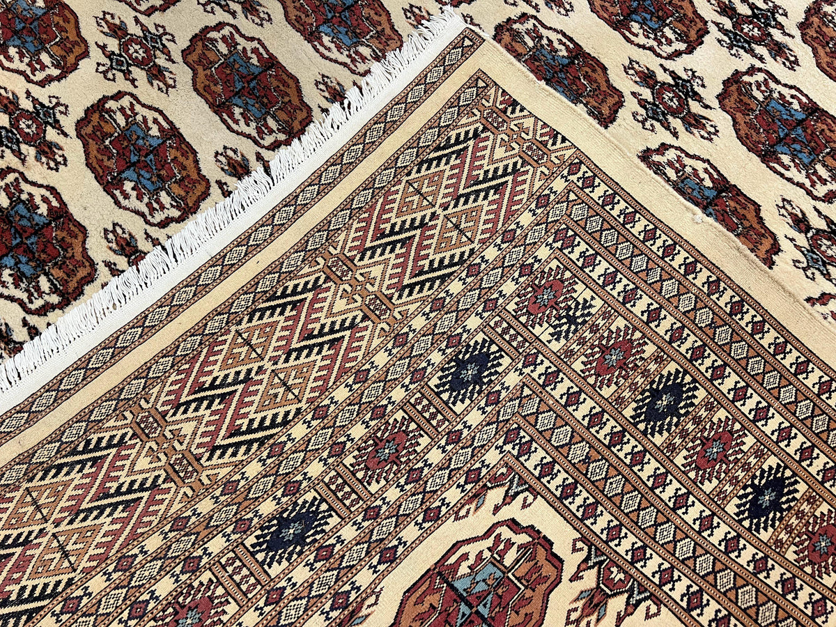 Pakistani Bokhara Rug 8x10, Wool Turkoman Carpet, Ivory/Cream - Jewel Rugs, view 11