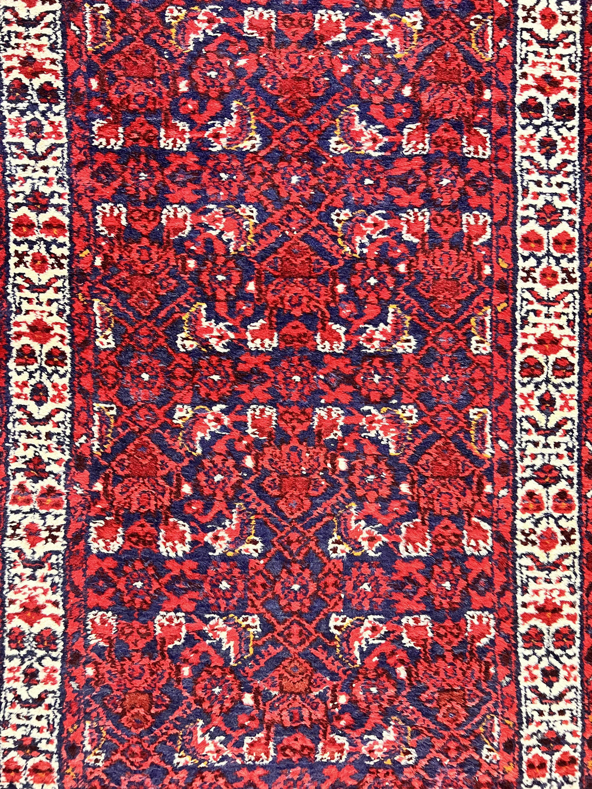 Persian Tribal Runner 3 x 9, Hamadan Dargazin Rug, Dark Blue and Red Wool Hand Knotted Hallway Rug, Vintage Antique Oriental Runner, 9ft Long Runner, Herati - Jewel Rugs, view 5