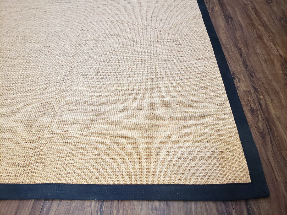 Jute Rug 8x10, Natural Jute Fiber Area Rug, Natural Sisal Area Rug with Black Border, 8x10 Carpet, Solid Jute Rug 8 x 10, Farmhouse Rug - Jewel Rugs, view 9