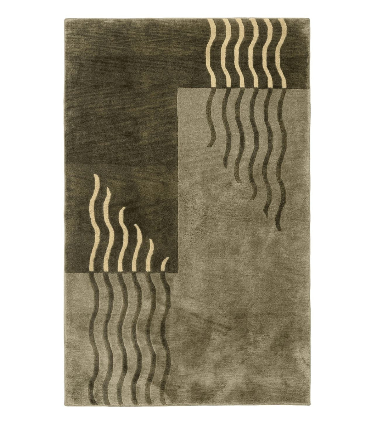 Modern Tibetan Wool Rug 3.6 x 5.6, Shades of Green, Abstract Design - Jewel Rugs