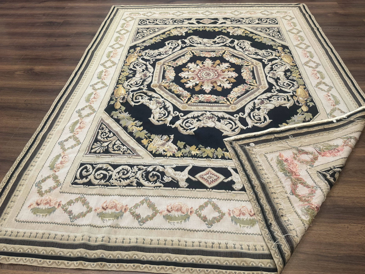 Aubusson Rug 6x8, European Design, Lion Pictorials, Black - Jewel Rugs, view 12