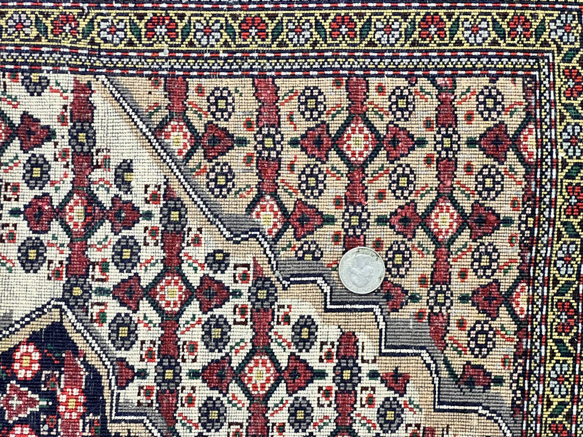 Afghan Rug 4x5, Wool with Silk Highlights, Very Fine Hand Knotted Vintage Oriental Carpet, Herati Pattern, Persian Rug, Bidjar Rug, 400 KPSI - Jewel Rugs, view 10
