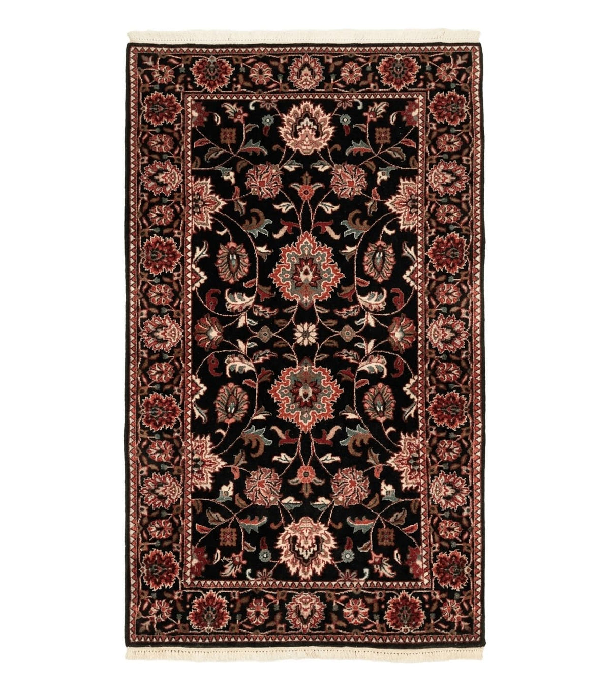 Indo Persian Sarouk Rug 3x5, Black Traditional Oriental Carpet - Jewel Rugs