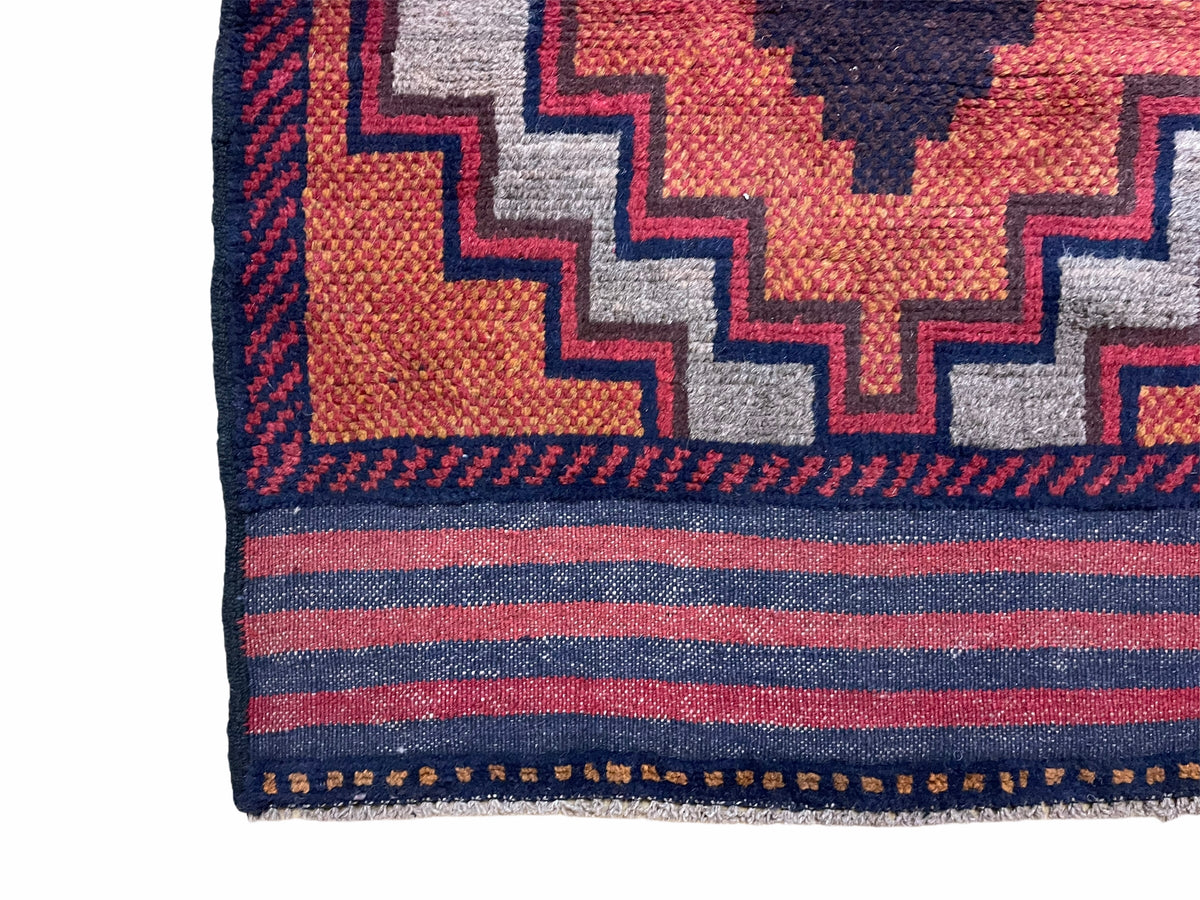 3X5 Vintage Handmade Tribal Wool Rug Balouchi Rug Afghan Rug Red 2' 8" X 4' 8" - Jewel Rugs, view 7