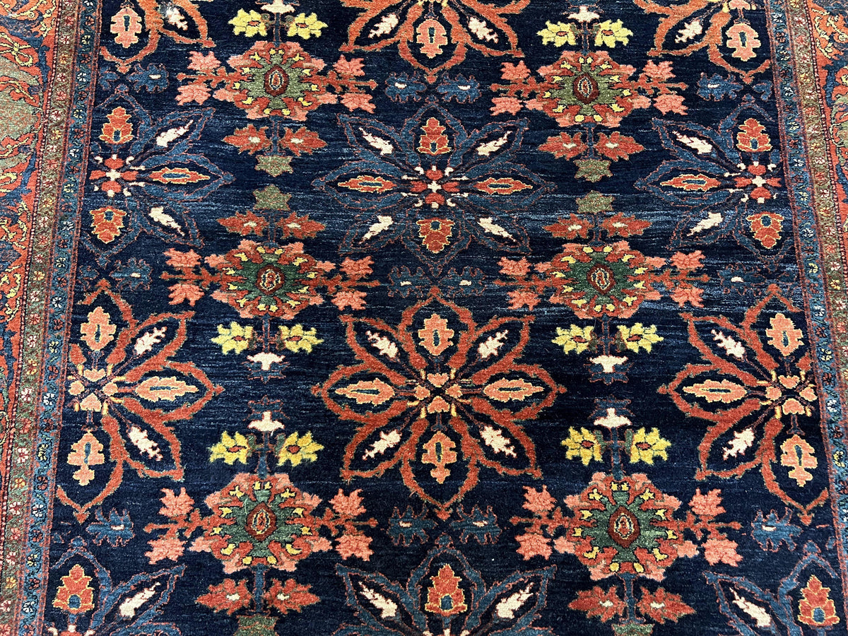 Wonderful Persian Rug 7x10, Navy Blue and Red, Allover Floral Pattern, Bidjar Carpet, Authentic Oriental Rug 7 x 10, Wool Hand Knotted Rug - Jewel Rugs, view 5