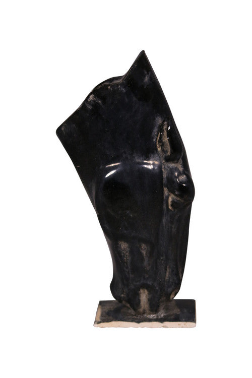 Slender Equine Drinking Statue Black image 2