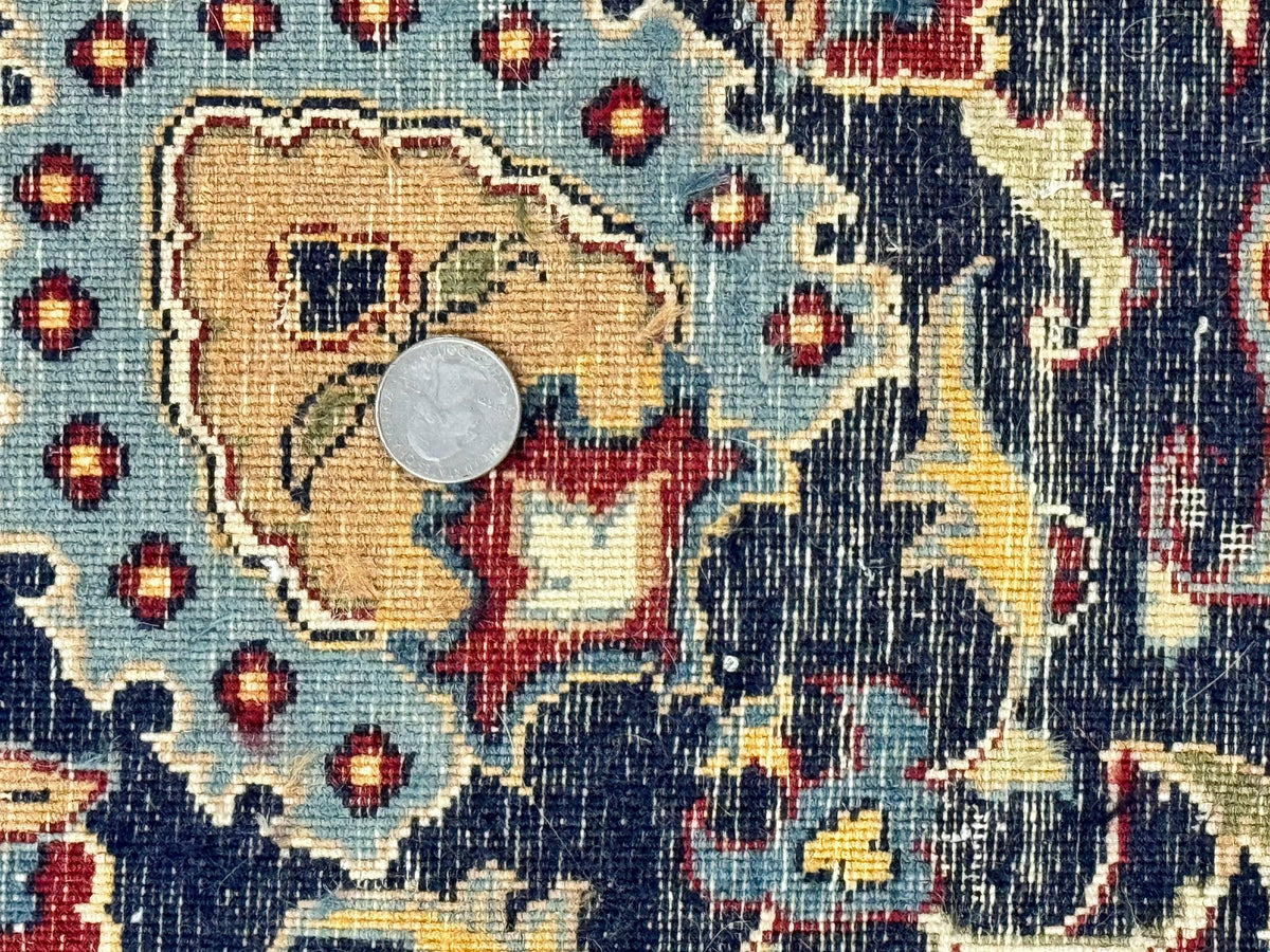 Pak Persian Rug 9x12, Red and Navy Blue, Floral Allover, Hand Knotted Vintage Wool Carpet, Fine 260 KPSI - Jewel Rugs, view 10