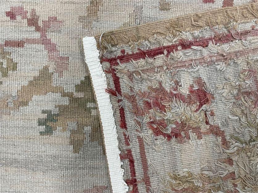 9x12 Flatweave Aubusson Needlepoint Rug, New, Beige, Tan, Green, Handmade, Hand-Knotted Area Rug, French European Carpet, Flowers - Jewel Rugs, view 11